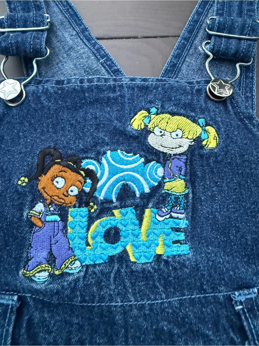 Vtg 90s Rugrats Denim jean Overalls Susie Angelica Toddler Nickelodeon 4T